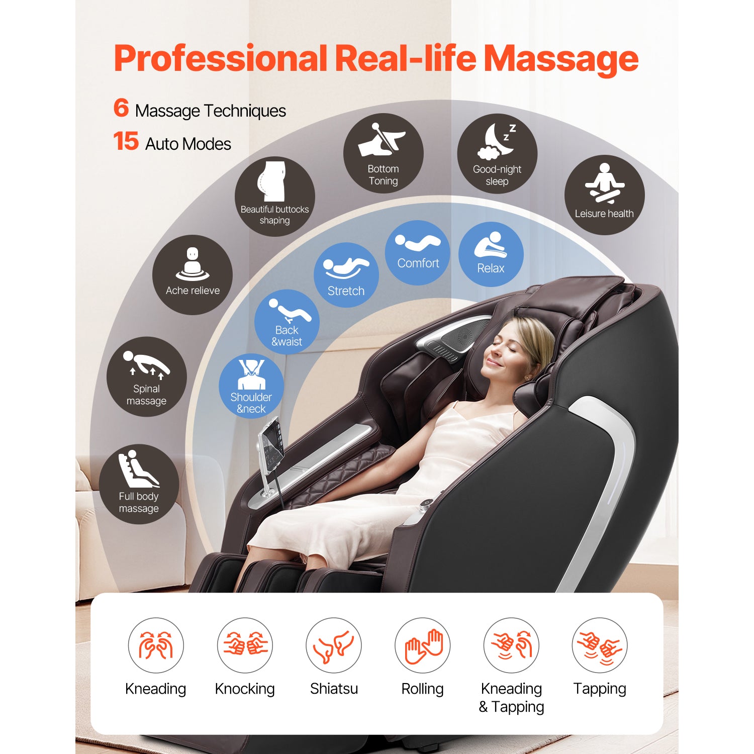 Full Body Massage Chair Zero Gravity 3D Shiatsu Recliner with Sl-Track