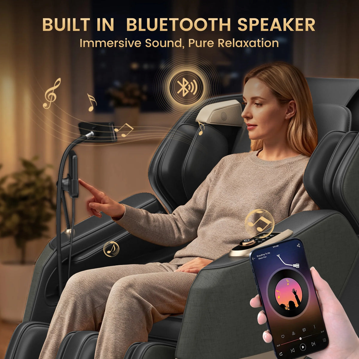 3D Massage Chair, Full Body Zero Gravity Recliner with SL Track, Yoga Stretching, Foot Rollers, Bluetooth, Heating, Black