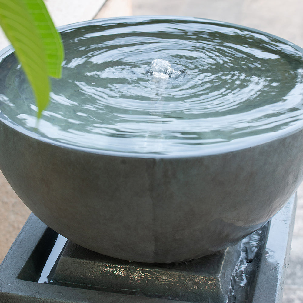Resin Zen Bowl Pedestal Outdoor Fountain 44 Inch