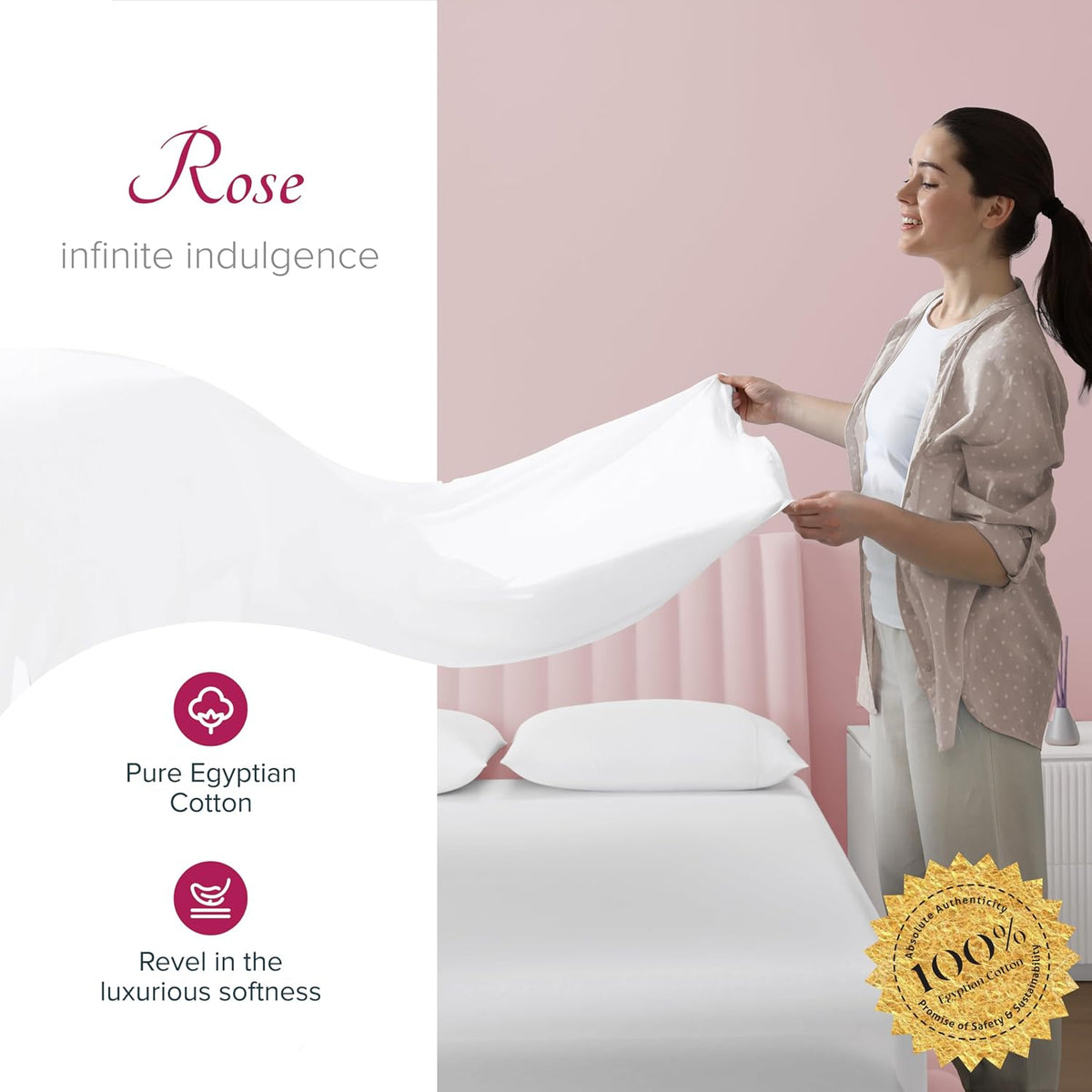 Egyptian Cotton Sheets King Size - Luxury 1200 Series High Thread Count King Size Sheets Set (4 PC, White) Silky Soft, Cooling, Sateen Weave, 17" Deep Pocket, Hotel Bed Sheet Set