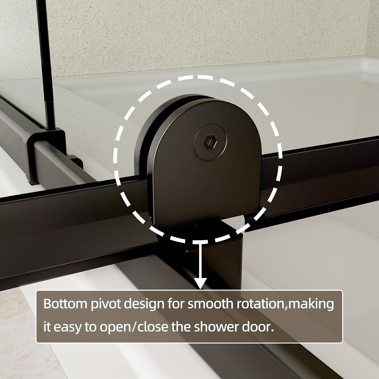 56-60" W X 71" H Pivot Swing Glass Shower Door,Matte Black