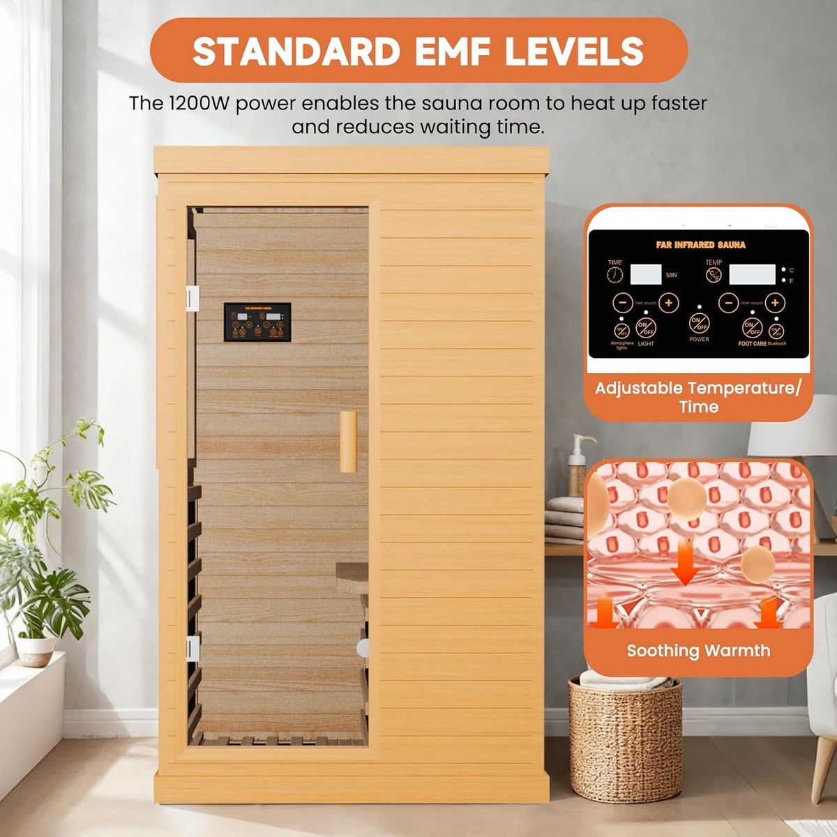 Far Infrared Sauna Home Sauna Spa Room Canadian Hemlock Wood 1200W