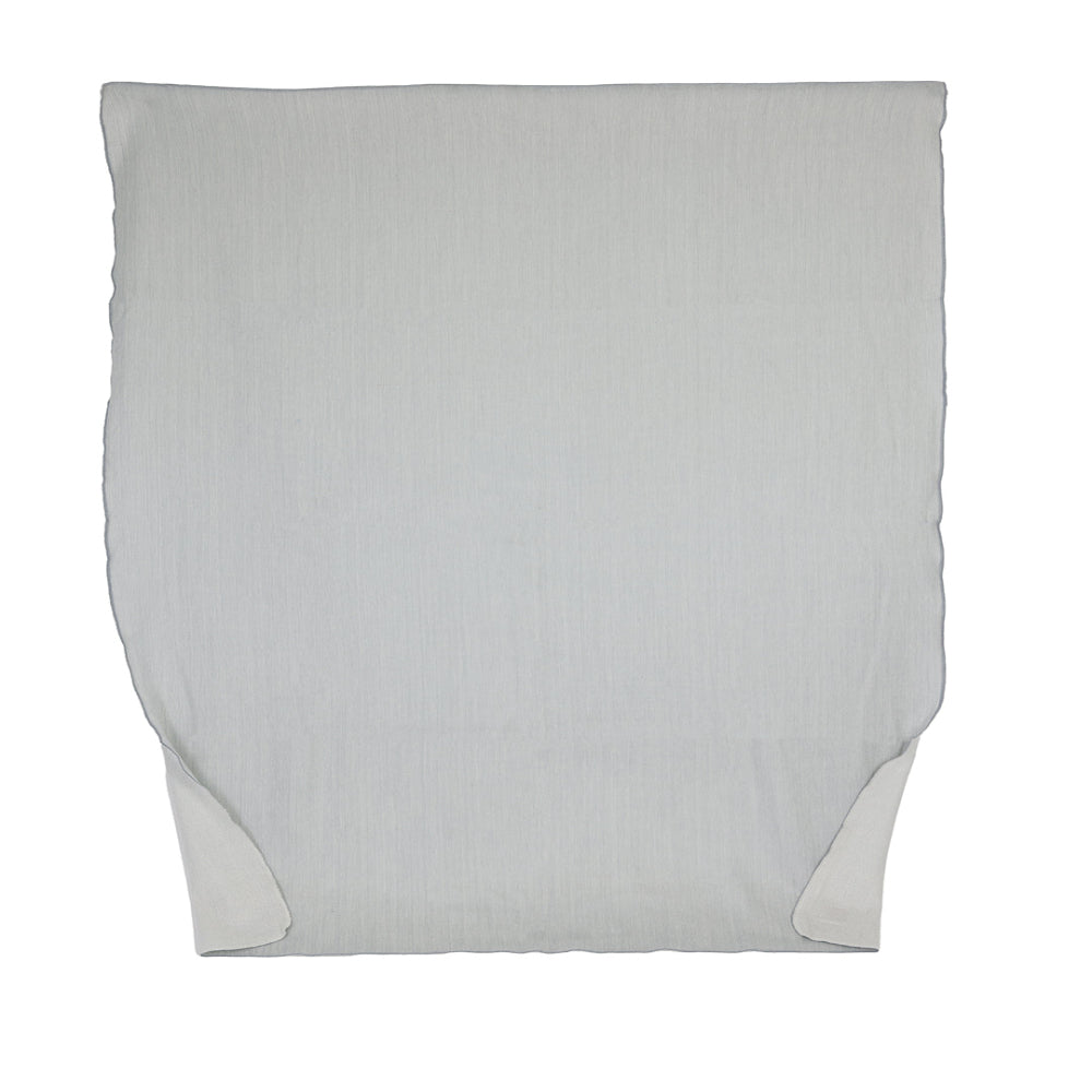 Gray reversible alpaca blanket flat lay showing white fold corner